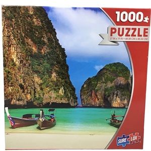Sure Lox Jigsaw Puzzle Paradise 1000 Pieces Boats Water Sand Rocks